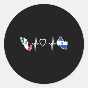 Mexican Salvadorian Flag Mexico El Salvador Hebeat Classic Round Sticker