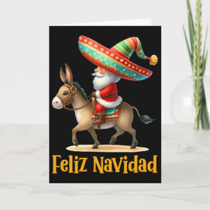 Mexican Santa Riding Donkey Christmas Navidad Mexi Card