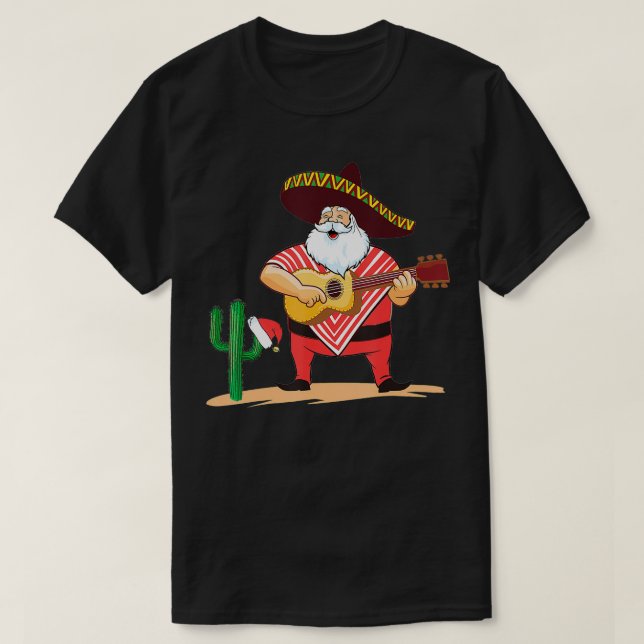 Mexican Santa Sombrero Mustache Christmas  T-Shirt (Design Front)