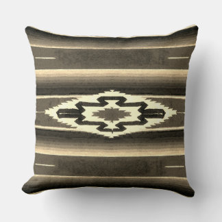 Mexican Sarape Pattern in Sepia Colors Throw Pillow