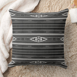 Mexican Sarape Pattern in shades of gray Throw Pillow
