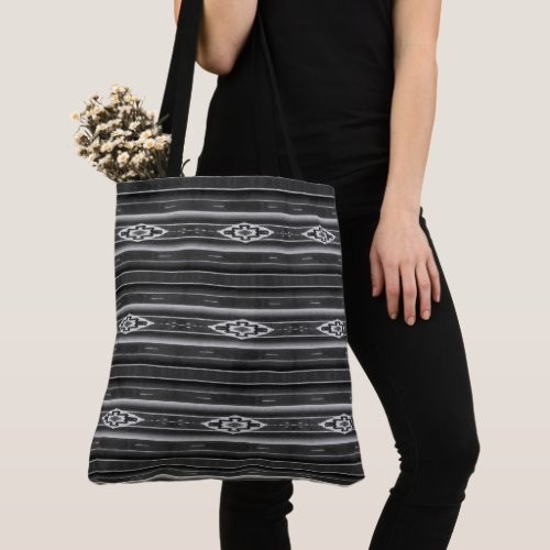 Mexican Sarape Pattern in shades of Gray Tote Bag