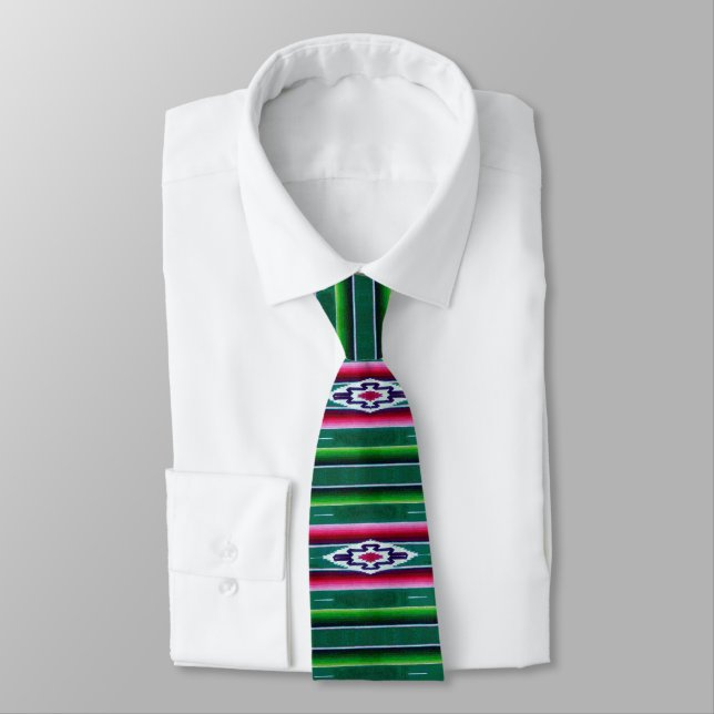 Mexican Sarape Pattern Neck Tie (Tied)