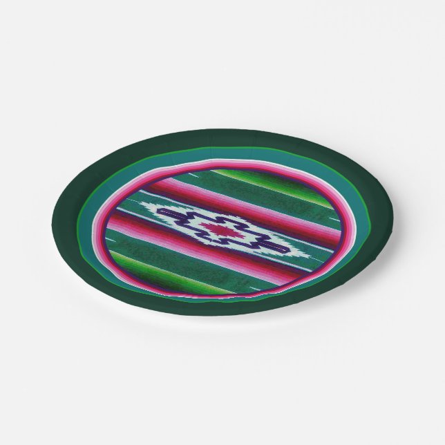 Mexican Sarape Pattern Paper Plates (Angled)