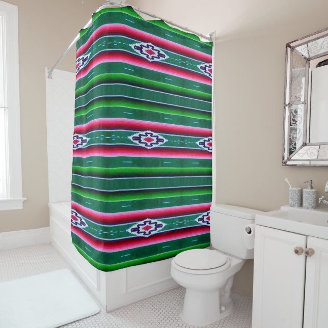 Mexican Sarape Pattern Shower Curtain (In Situ)