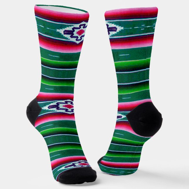 Mexican Sarape Pattern Socks (Angled)