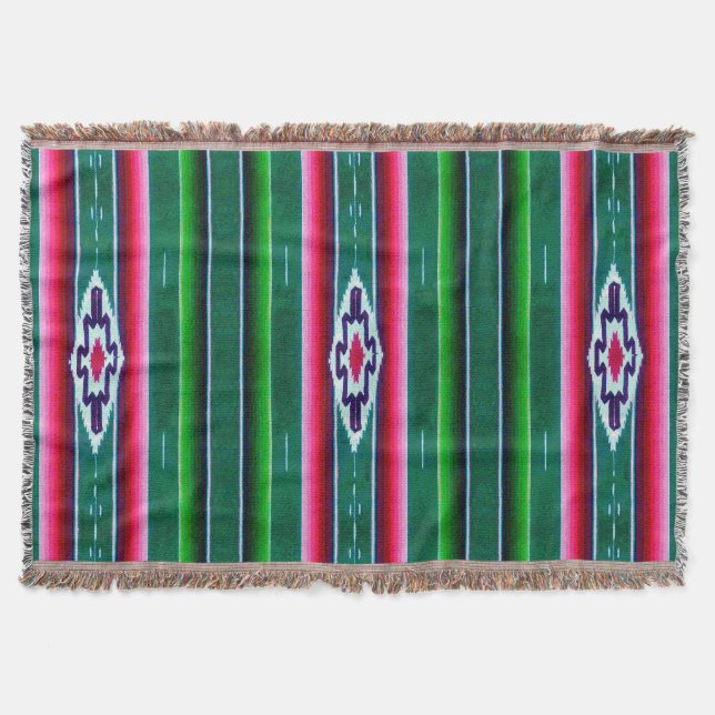 Mexican Sarape Pattern Throw Blanket (Front)
