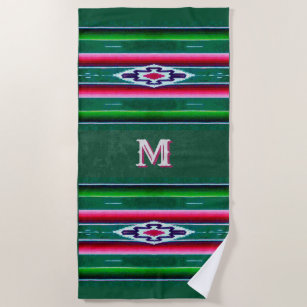 Mexican Beach Towels Zazzle Mexican Sarape Pattern W O Initial S Beach Towel