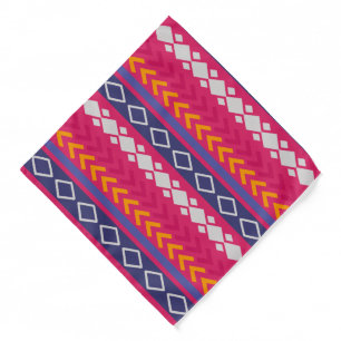 Mexican Sarape Traditional Pink White Stripes Bandana