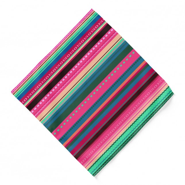 Mexican Sarape Traditional Red Green Stripes Bandana (Front)