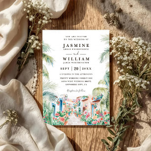 Mexican Scenery Palm Destination QR Code Wedding Invitation