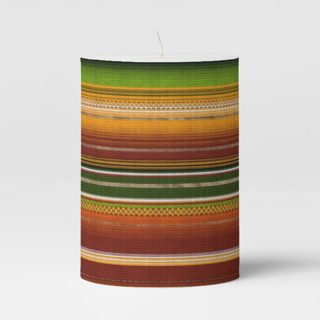 Mexican serape #1 pillar candle (Front)