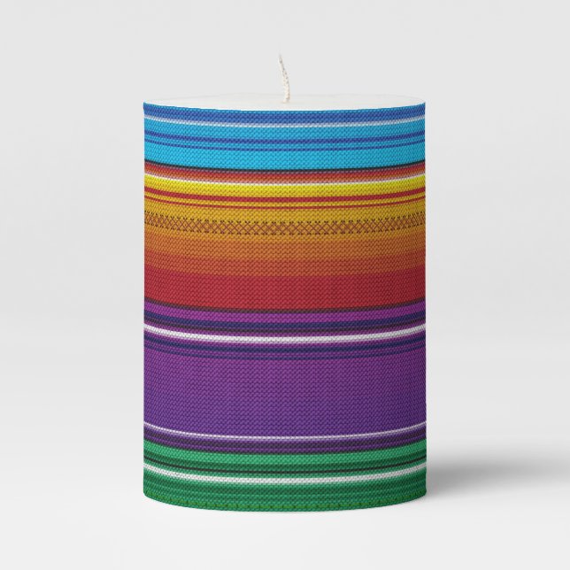 Mexican serape #3 pillar candle (Front)