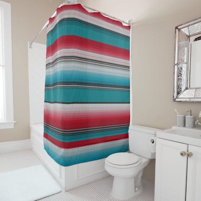 Mexican serape #5 shower curtain (In Situ)