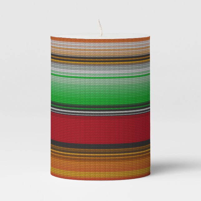 Mexican serape #6 pillar candle (Front)