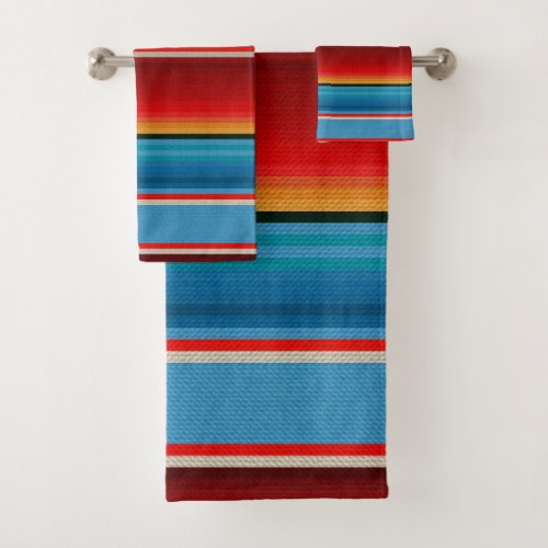 Mexican serape bath towel set