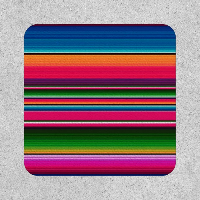 Mexican Serape Blanke Stripes Mexico Colorful Patch (Front)