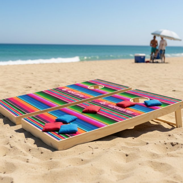 Mexican Serape Blanket Fiesta Mexico Family Name Cornhole Set (Creator Uploaded)