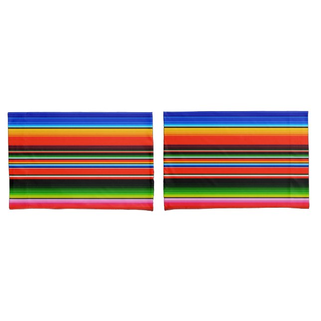 Mexican Serape Blanket Fiesta Southwestern Pillow Case (Front-Set)