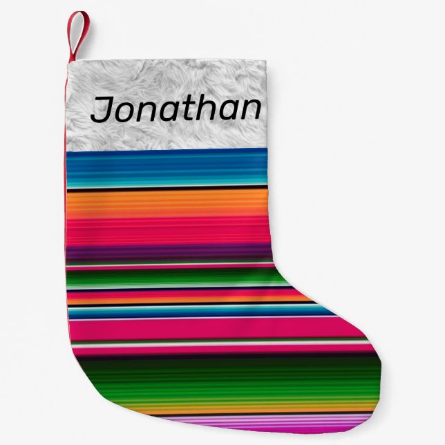 Mexican Serape Blanket Mexico Personalized  Small Christmas Stocking (Front)