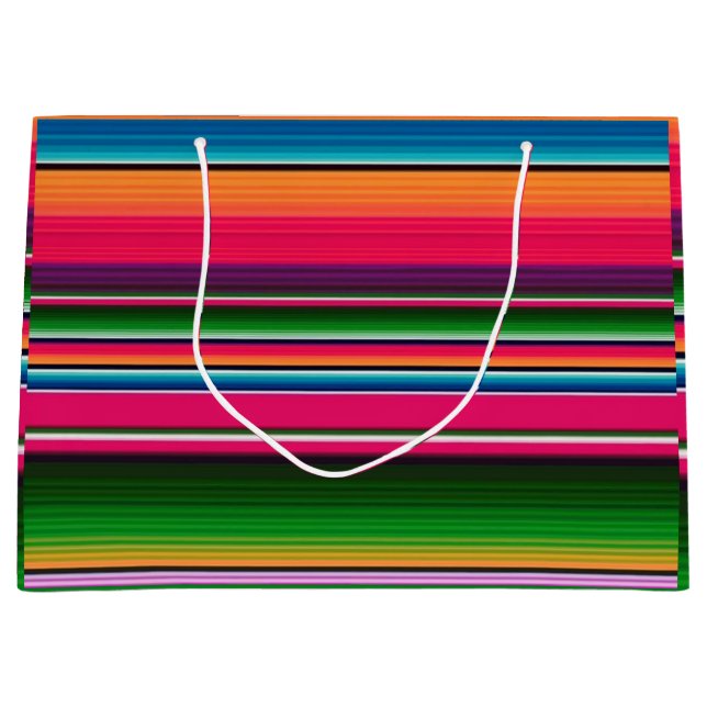 Mexican Serape Blanket Stripes Mexico Colorful Large Gift Bag (Front)