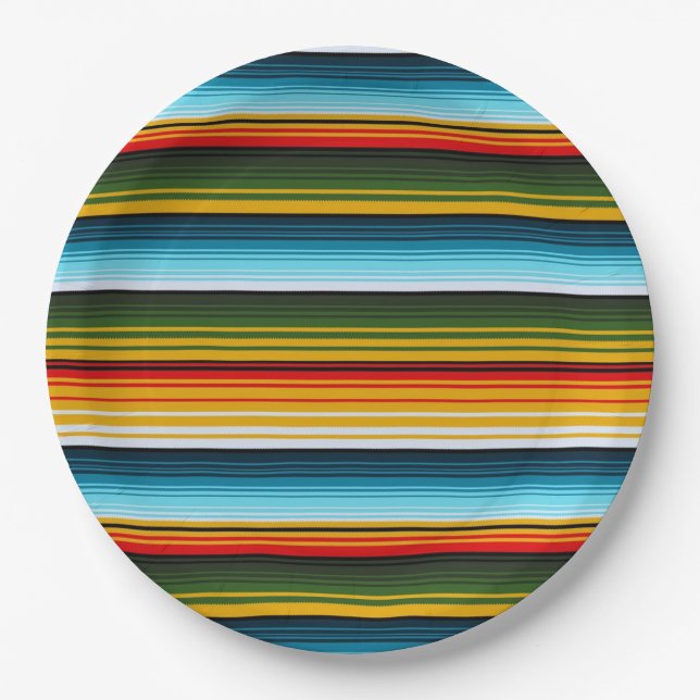 Mexican Serape Fiesta Party  Paper Plates (Front)