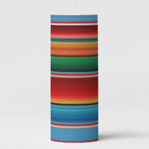 Mexican serape pillar candle
