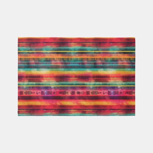 Mexican Serape Stripes Blanket Mexico Rug (Front)