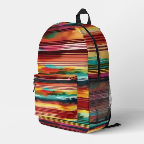 Mexican Serape Watercolor Colorful Stripes Printed Backpack