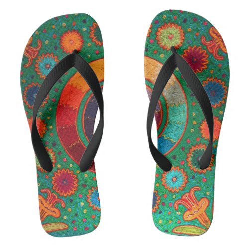 Mexican Shaman Huichol Serpent Flip Flops