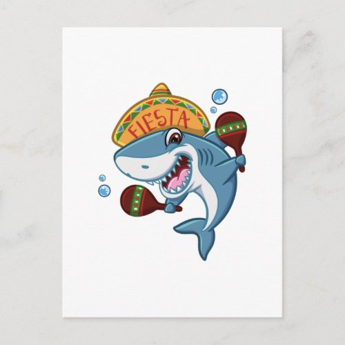 Mexican Shark Cartoon  Choose Background Color Postcard