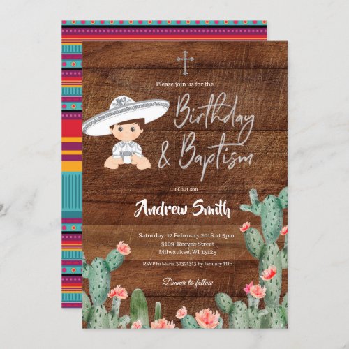 Mexican Silver Charro Birthday and Baptism Boy Invitation