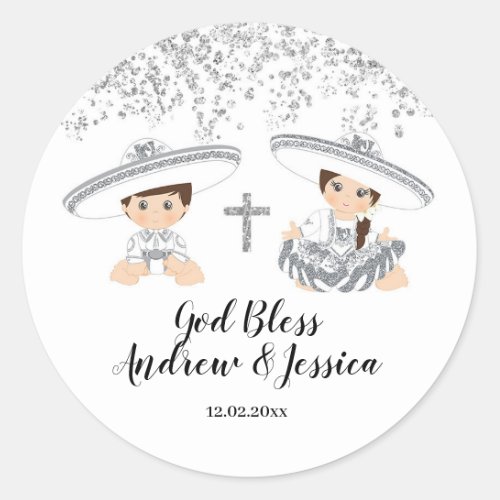 Mexican Silver Charro Boy and Girl Baptism Sticker