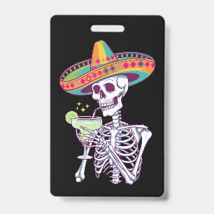 Mexican Skeleton Cinco De Mayo Margarita Fiesta Badge