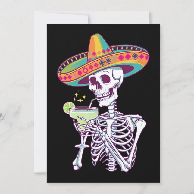 Mexican Skeleton Cinco De Mayo Margarita Fiesta Invitation (Front)