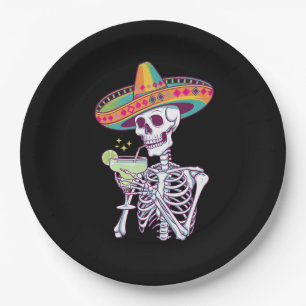 Mexican Skeleton Cinco De Mayo Margarita Fiesta Paper Plates