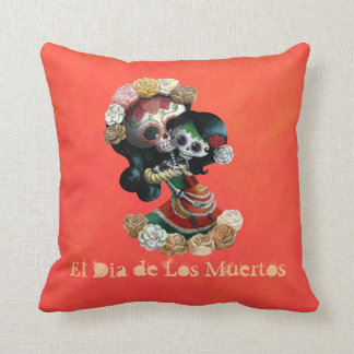 Mexican Skeleton Motherly Love Throw Pillow