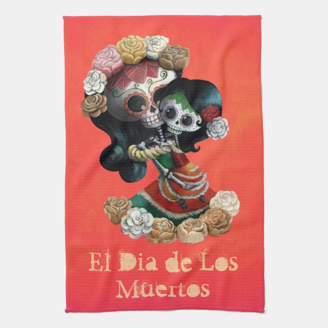 Mexican Skeleton Motherly Love Towel (Vertical)