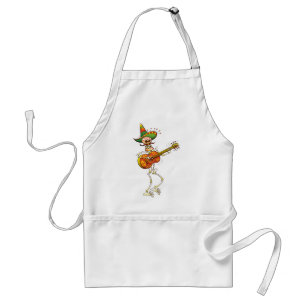 Mexican Skeleton Playing Guitar Adult Apron
