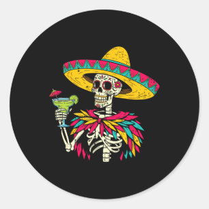 Mexican Skeleton Sombrero Cinco De Mayo Mexican Fi Classic Round Sticker