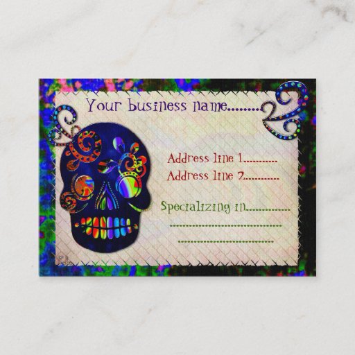 Customizable Mexican Skull 3D Festive Customs Tattoo Business Cards