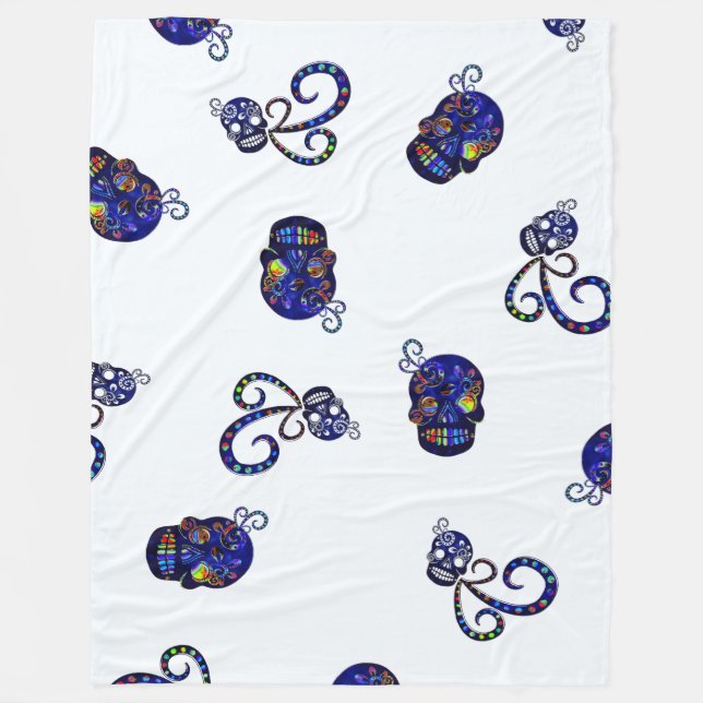 Mexican Skull 3D Festive Fleece Blanket (Front)