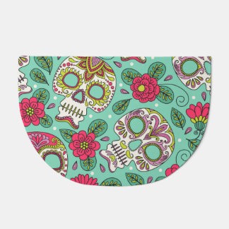 Mexican skull and flowers, seamless. doormat