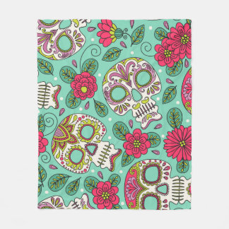 Mexican skull and flowers, seamless. fleece blanket