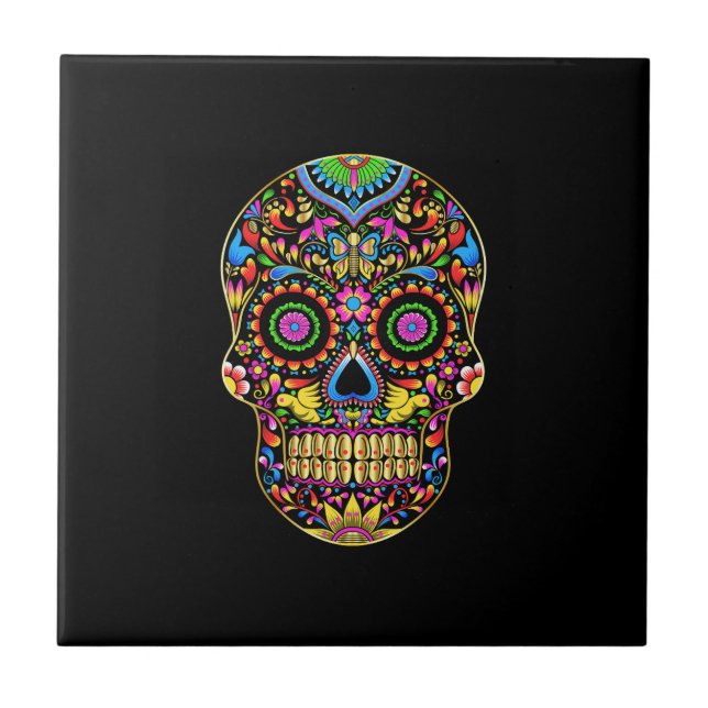 mexican skull ceramic tile (Front)