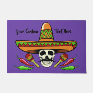 Mexican Skull custom text & color door mats