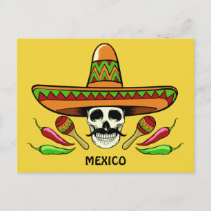 Mexican Skull custom text & color postcard