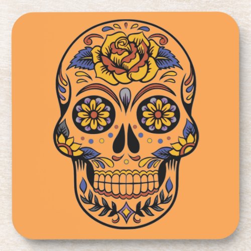 Mexican skull day of the dead coaster