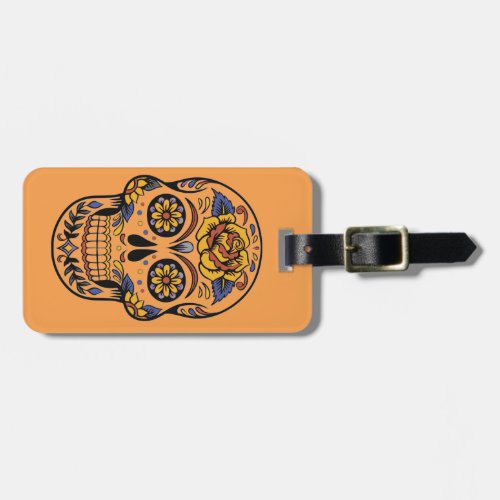 Mexican skull day of the dead luggage tag