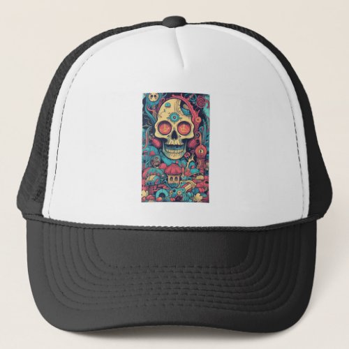 Mexican skull Dia De Los Muer Trucker Hat